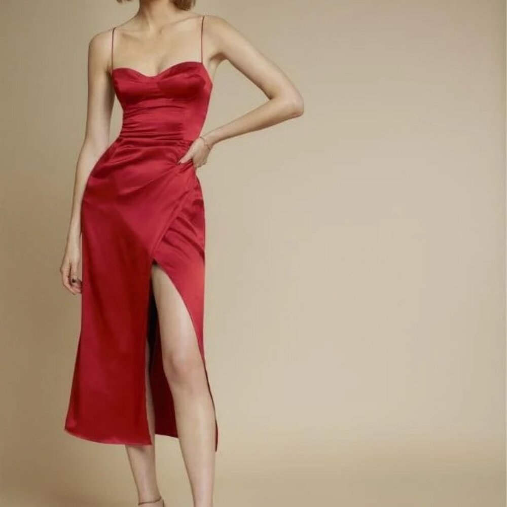 NWT Marguerite Silk Dress in Sangre Red Sz 2